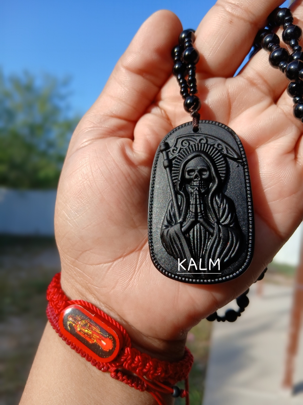 Black Grim Reaper Pendant Necklace